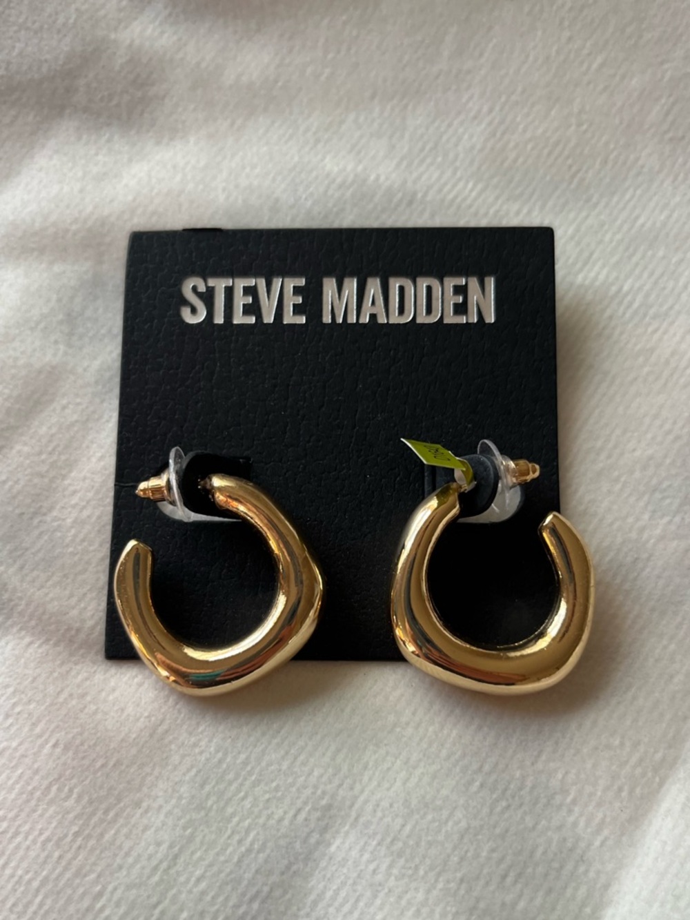Steve Madden Gold Hoop Earrings with Enamel Accent